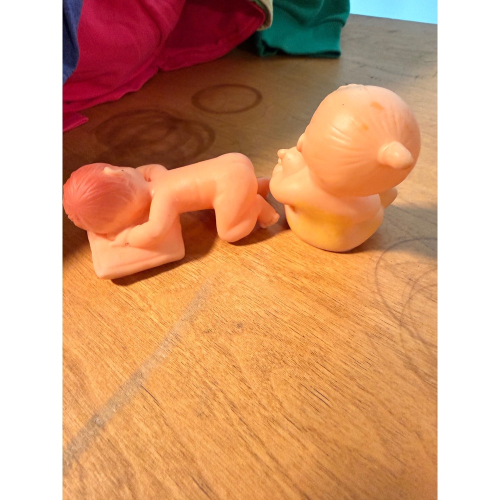 Vintage Rubber Baby Figurines Japan Hong Kong Mid Century Squeak Toy Style Set 2